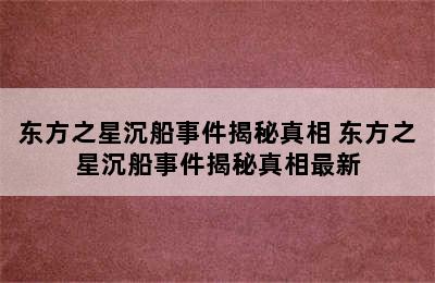 东方之星沉船事件揭秘真相 东方之星沉船事件揭秘真相最新